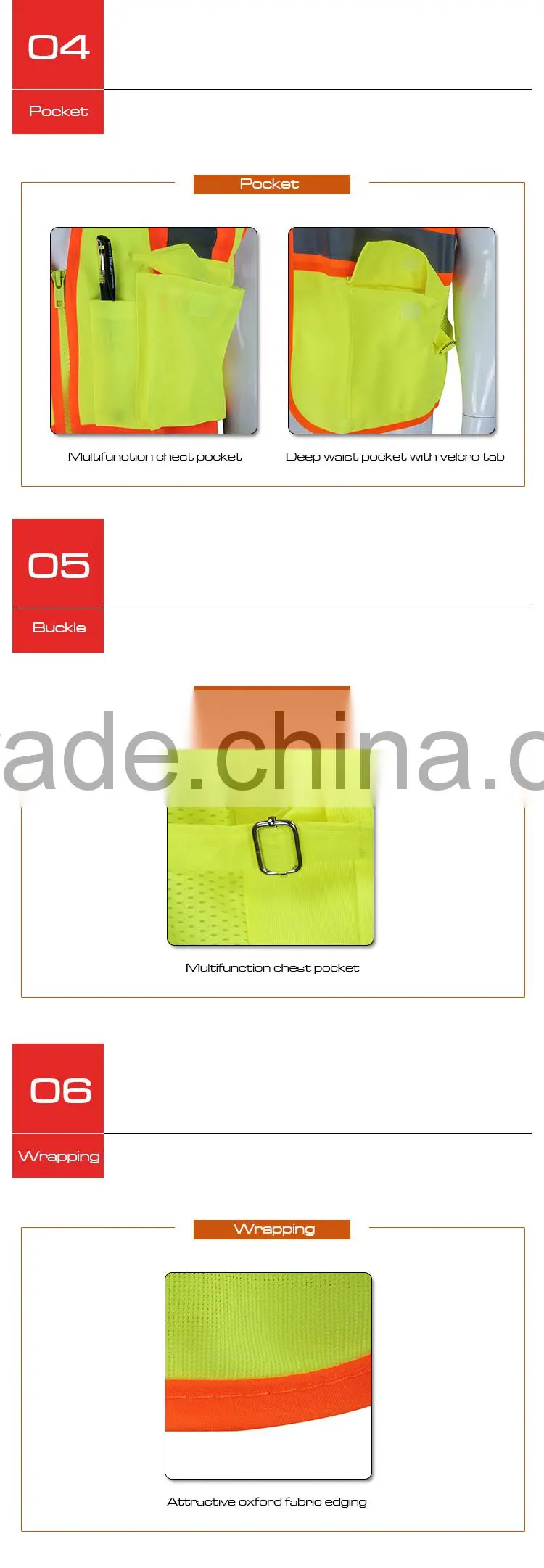 Cheap high visible road safety reflective vest RF040A