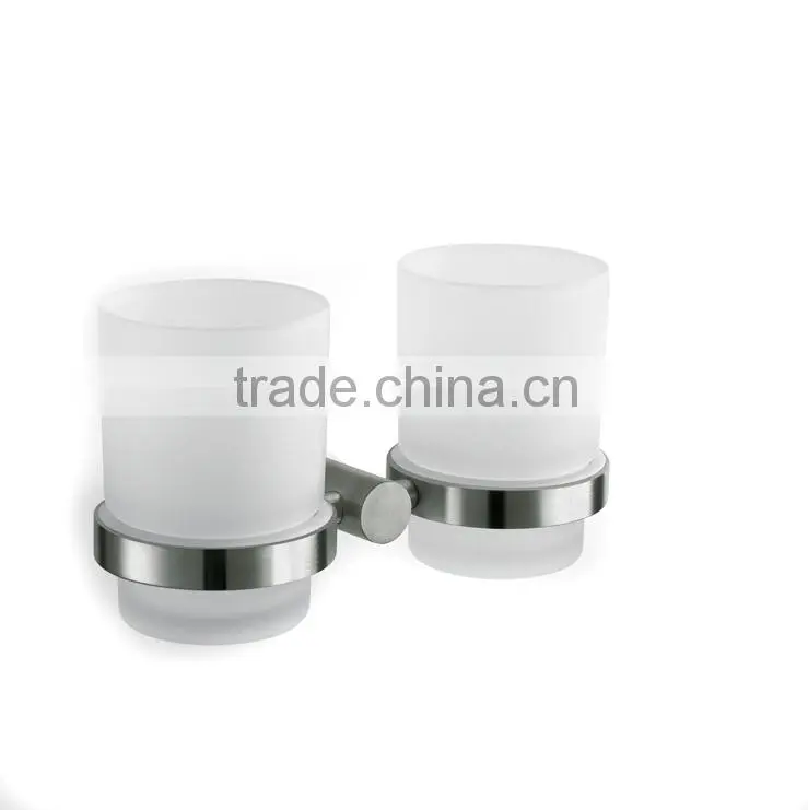Wall-mounted Bathroom Double Cups Tumbler Toothbrush Holder