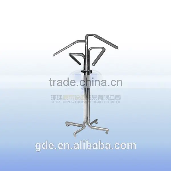 Metal four arms display garment rack with four wheels