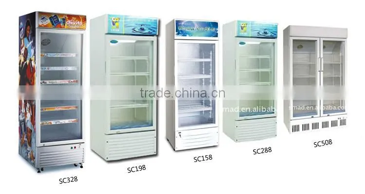 Glass door showcase refrigerator, vitrine refrigerator