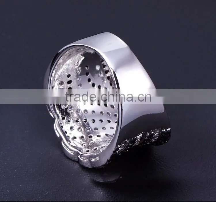 Super Deal Micro Setting Cubic Zirconia Black White Punk Contrast CZ Wedding Ring
