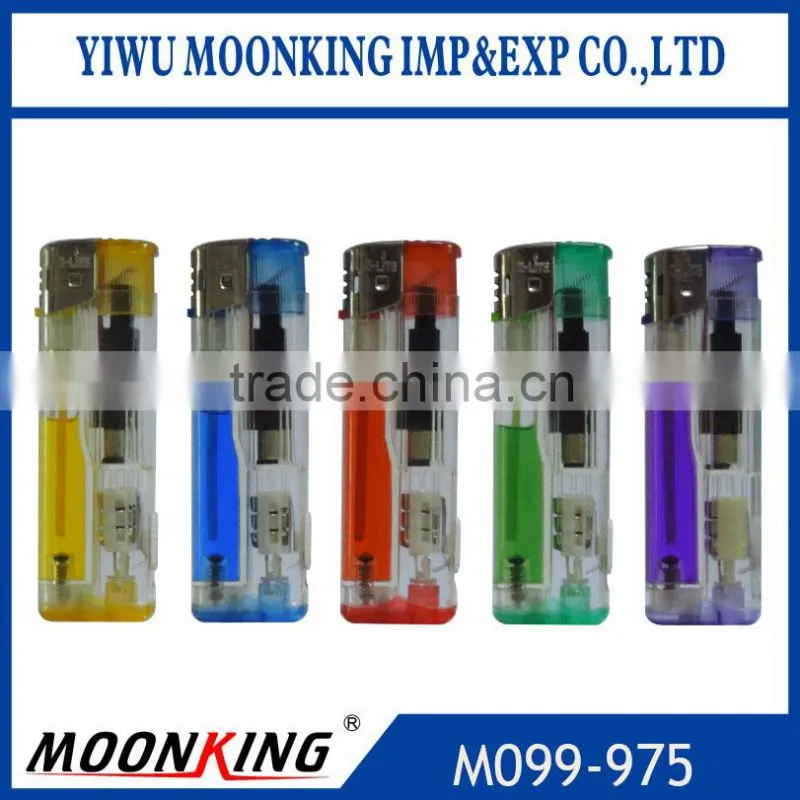plastic colored gas lighter electronic cigarette lighter with LED flashlight