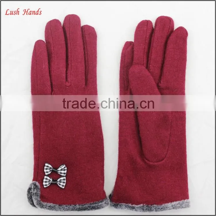 2016 spring new style woolen hand gloves women with raw edges