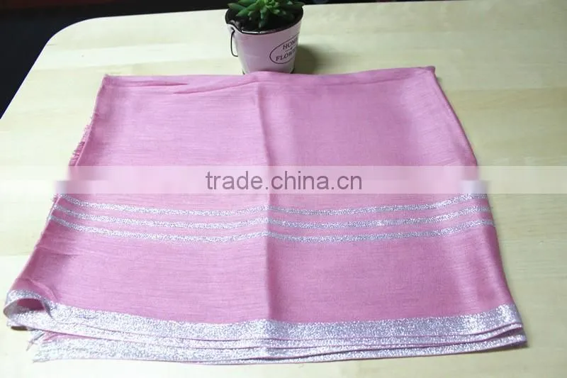 Fashionable polyester cotton gold thread square scarf infinity scarf