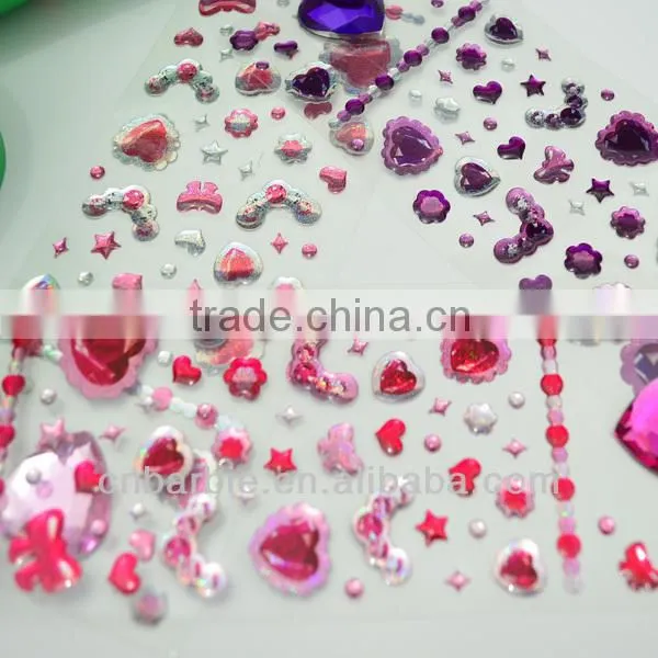 acrylic stone diamond shaped mirror sticker