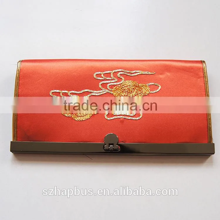 2015 Fashion Handmade Embroidery Lady Wallet 100%Silk