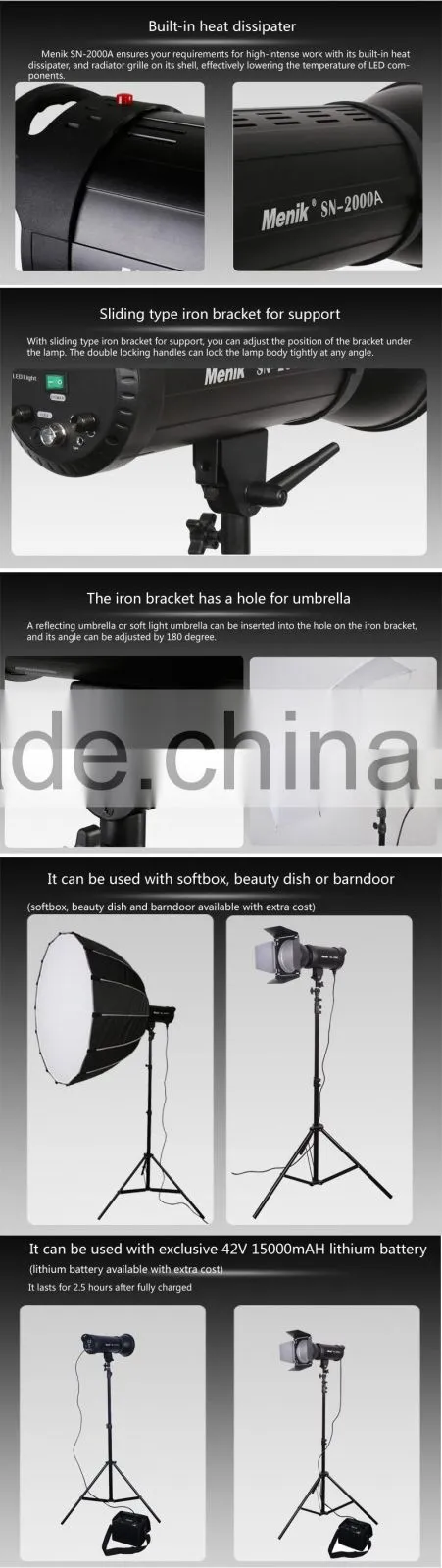 Menik SN-2000A Bi-color LED Photo light