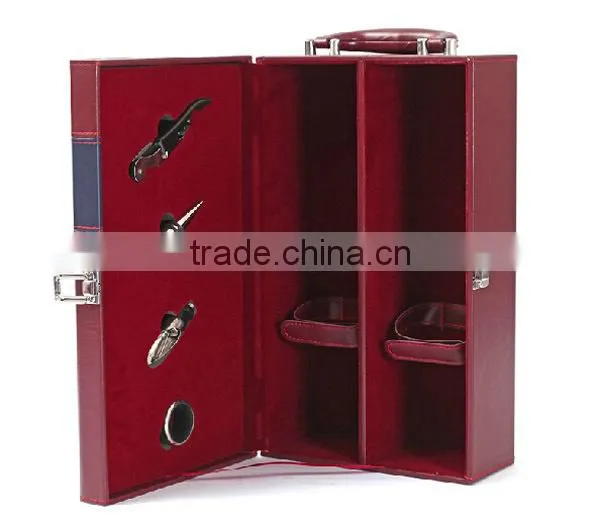Exquisite Design Top Quality leather wine carry case