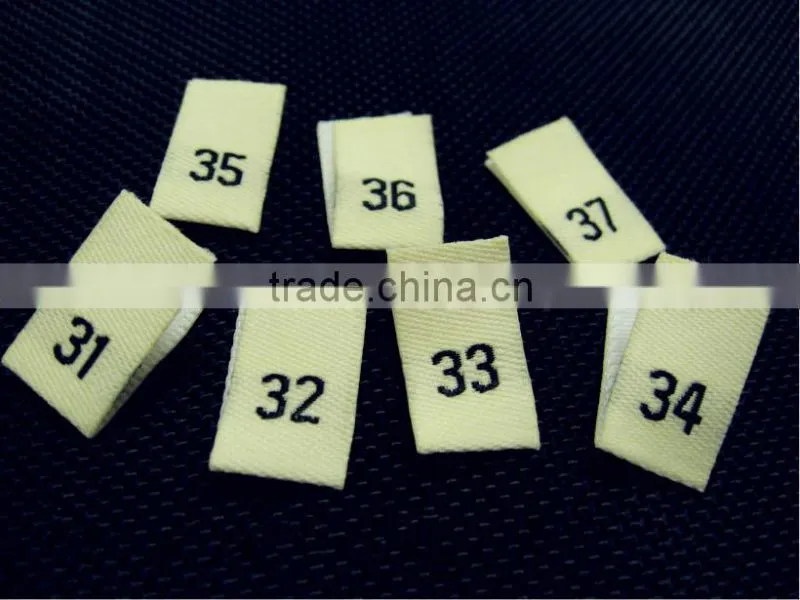 factory directly free design & custom white stain cotton woven size label for shirt
