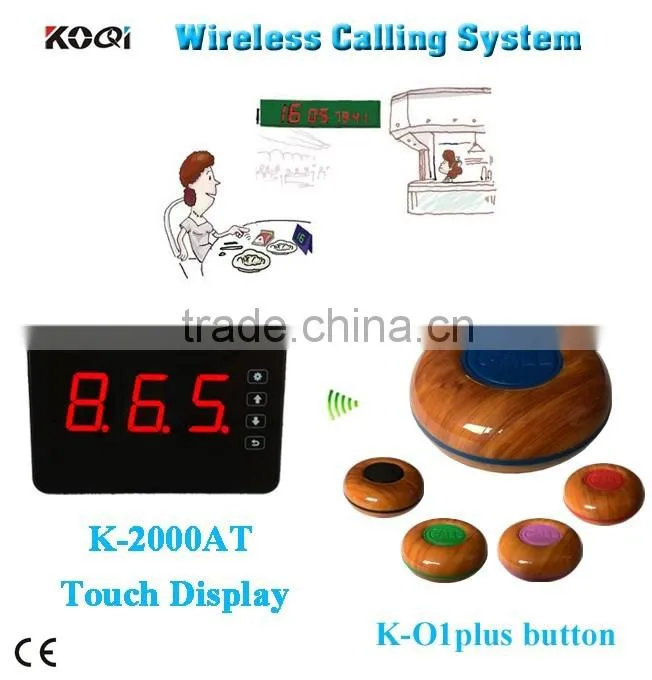 433.92mhz Waiter Paging Caller System 3 digits display receiver with 1-key transmitter