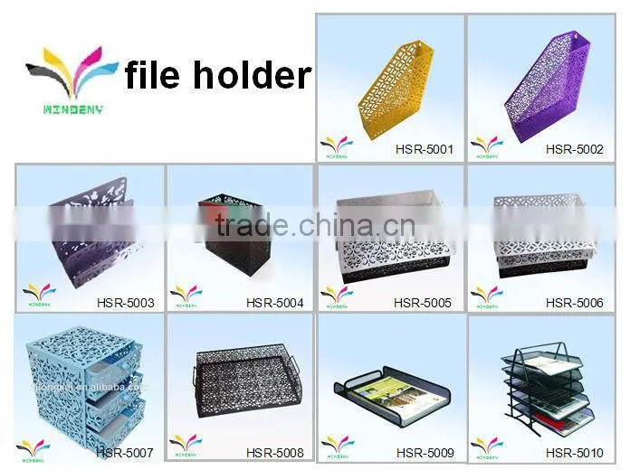 Office desktop display files magazines black metal stationery box