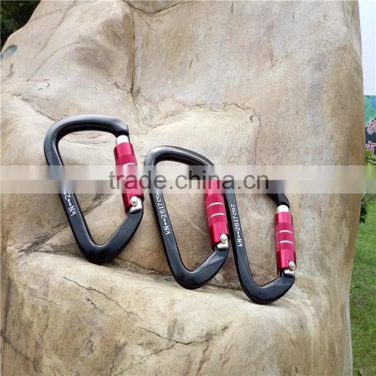 22KN high strength Aviation Aluminum thread lock carabiner clambing hook