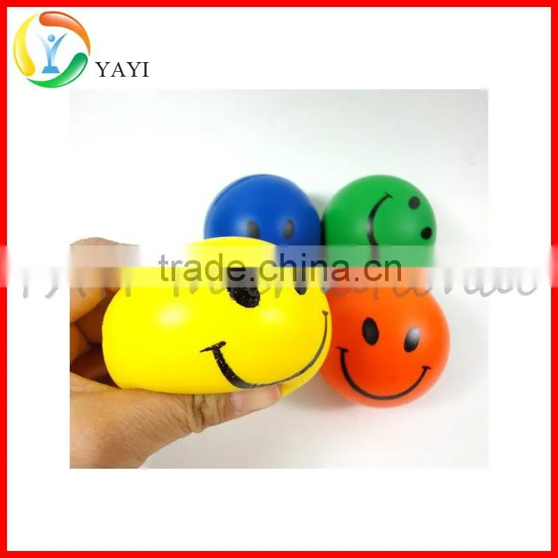 Hand Wrist Finger Exercise Stress Relief Happy Face PU Squeeze Ball
