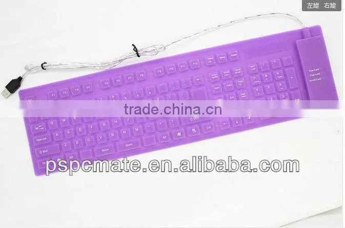 Purple color Silica keyboard for computer with 109keys with custom logo