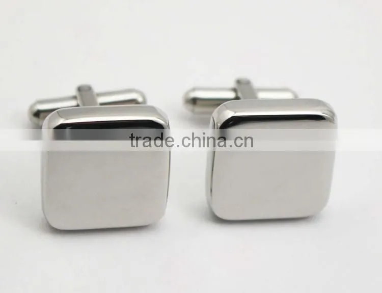 Silver metal Thick cufflinks blanks custom Square cufflinks engravable