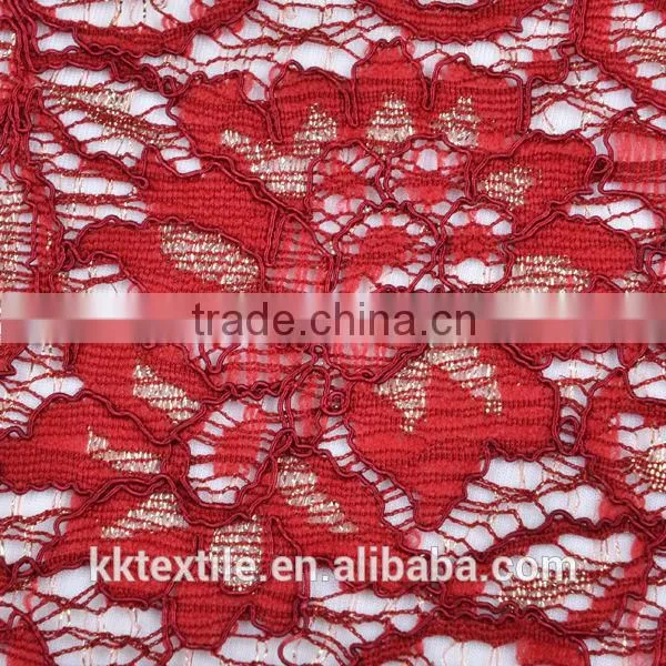New arrival 50% Nylon 40% cotton 10%Metallic guipure lace dress fabric
