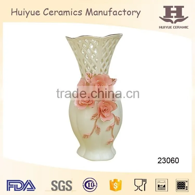 Table centerpiece, ceramic elegant hand made hollowed vase