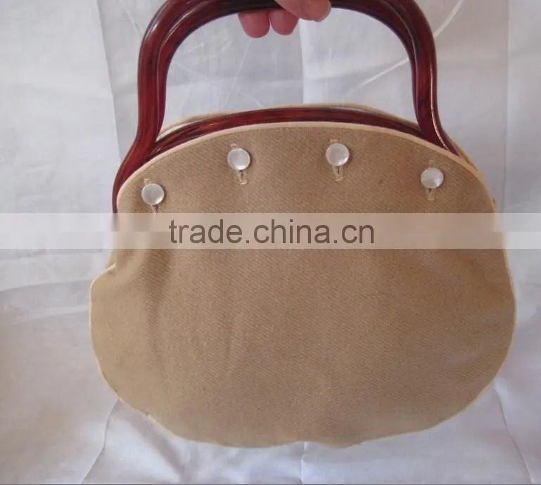 Bermuda bag, reversable purse, Vintage beige fabric handbag, bags and purses, pocket handbag