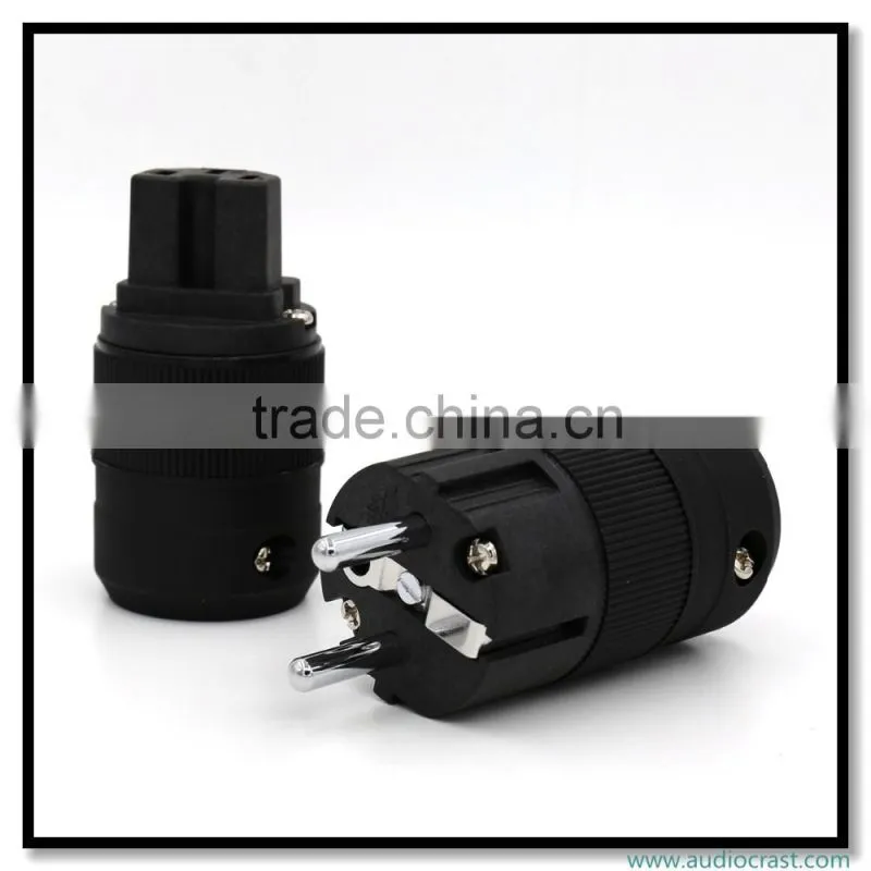 OEM/ODM Rhodium Plated Pure Copper Schuko Euro Power Plug Connector+Power IEC Connector Plug Audio