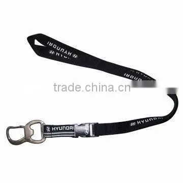 2015 Promotional Bottle Opener Lanyard with Silkscreen Printing Logos and Detachable Buckle