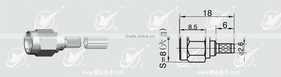 reverse polarity SMA, male body with female pin for RG174,RG316