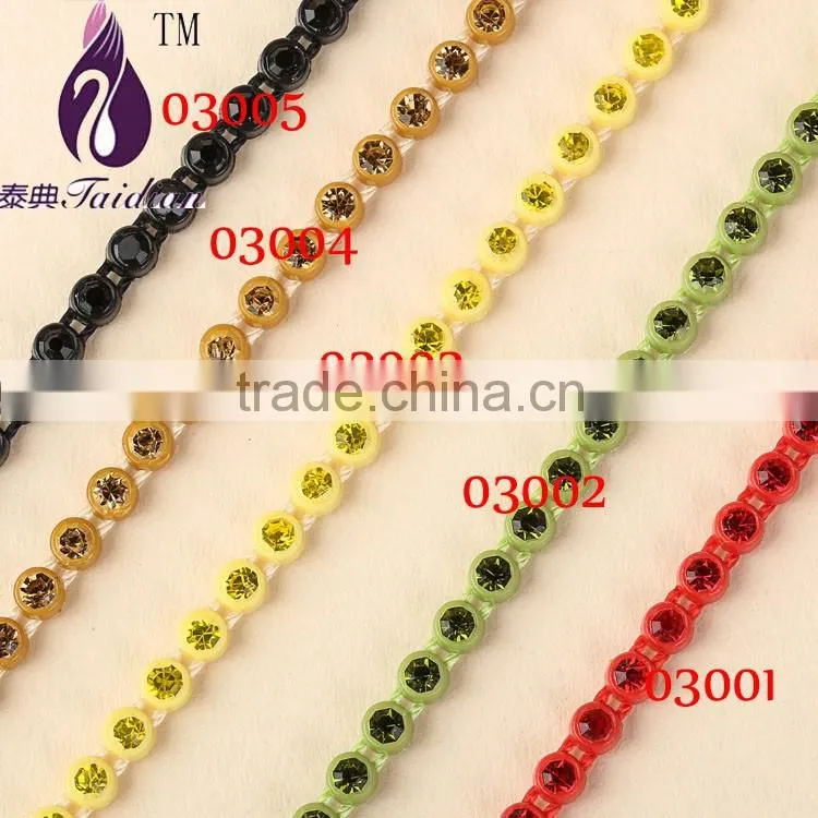 gold rhinestone trim/3MM AB Stone chain