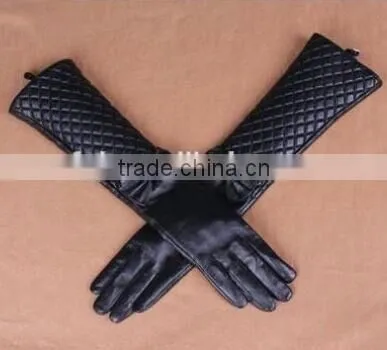Women fashion dress 50cm goatskin opera long leather gloves