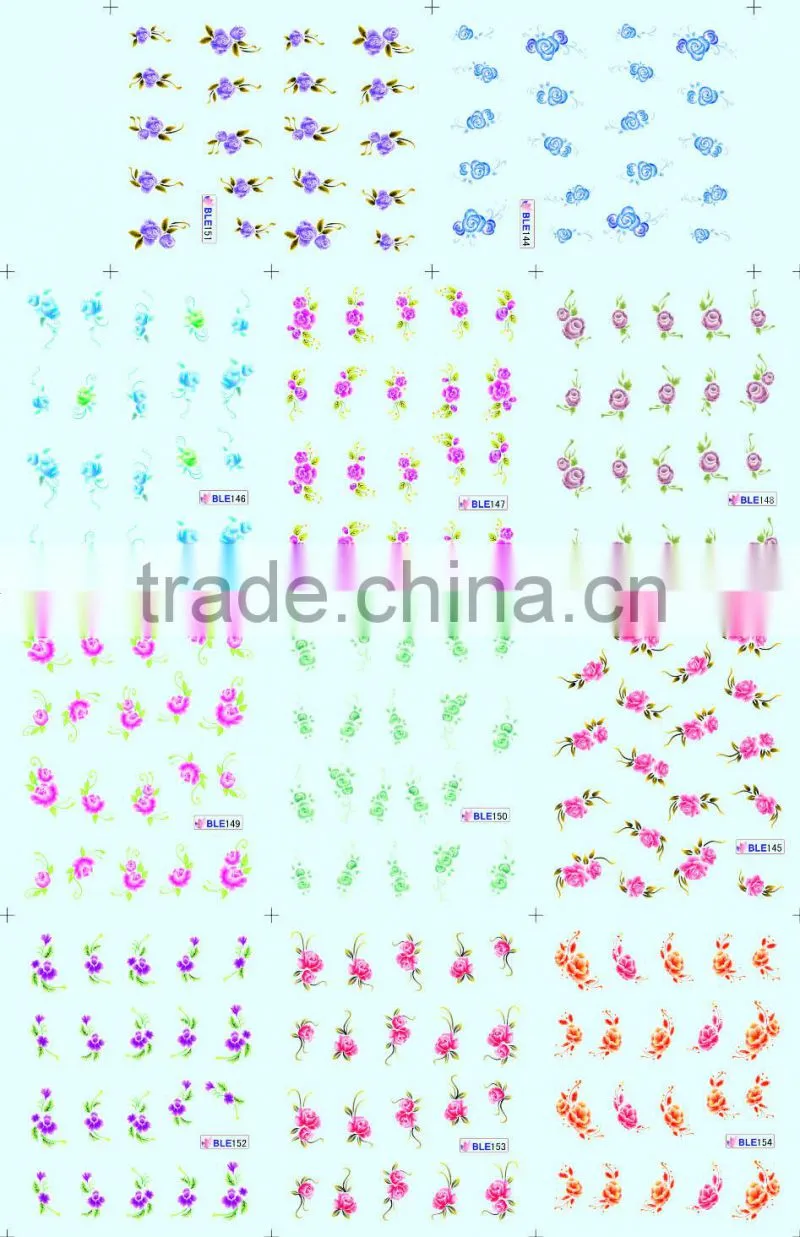 Most popular cheap water transfer printing BLE nail sticker for sale 2015