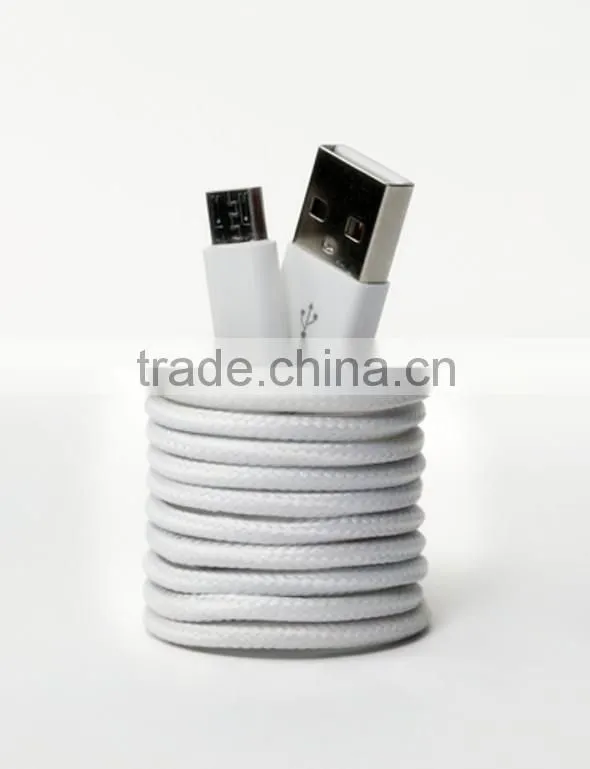 Promotional !!! Newest Stylish Colorful Braided Micro USB Cable for HTC Motorola Blackberry Mobile Phones