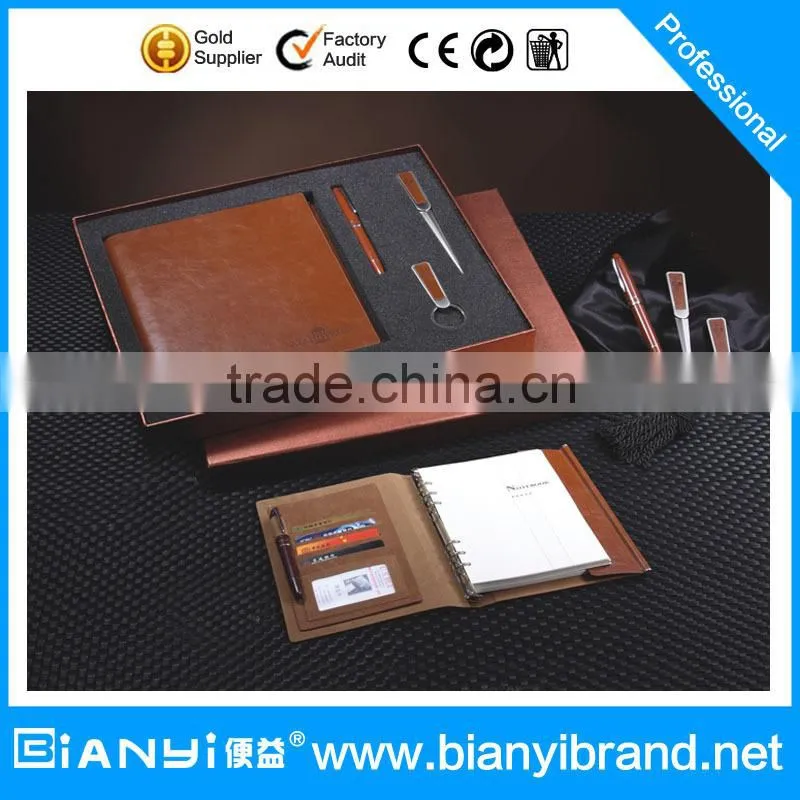2016 pu leather notebook agenda and pen gift set