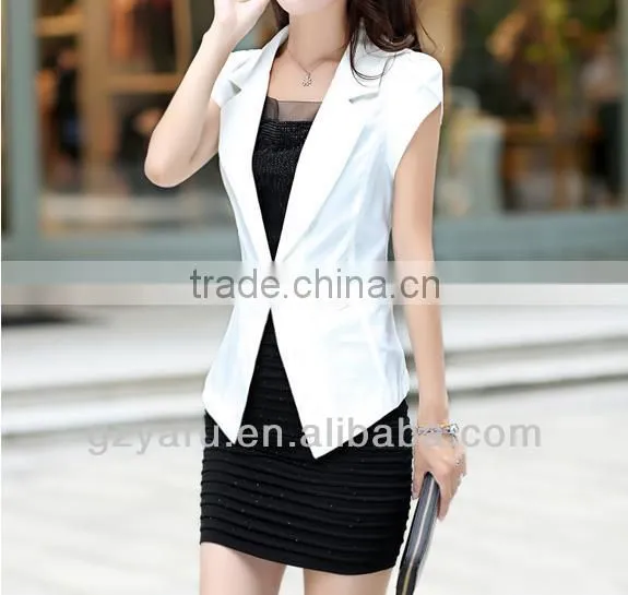Women Ladies Summer Short Sleeve Black Formal Office Wear Fashion Blazer