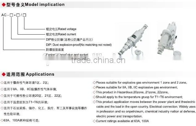 AC-100A explosion proof plug and socket
