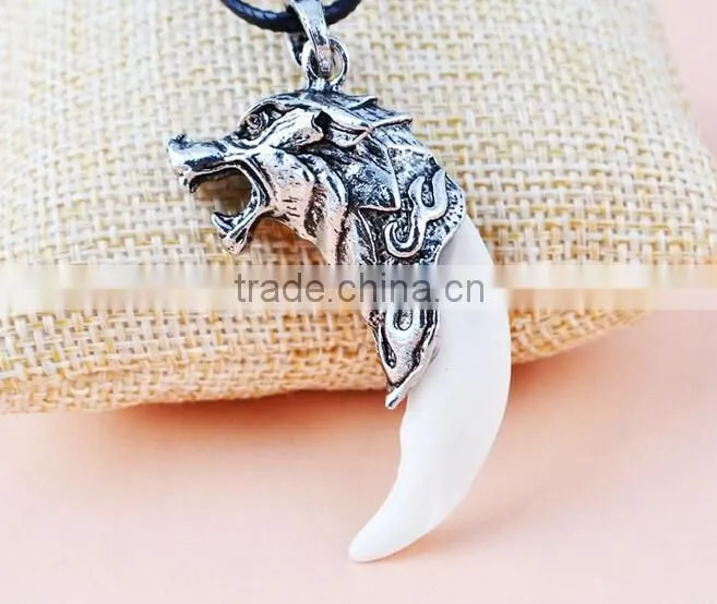 Tibet Punk Men's Cool Real Gothic Wolf Tooth Necklace Domineering Pendant
