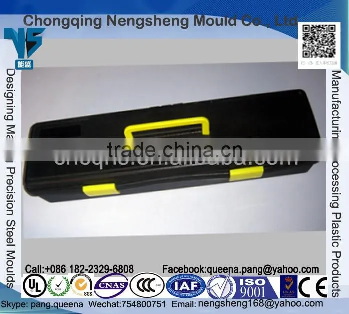 Black Plastic Portable Tool Boxes with yellow handle for Tool Storage