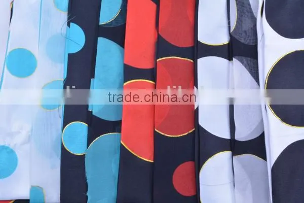 Gold stamp dot pattern 100% polyester satin printed fabric