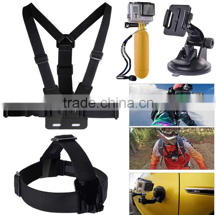 Go Pro Accessory Kit Ultimate Combo Kit 22 accessories selfie stick with 300 kits stock 2015 on promotion