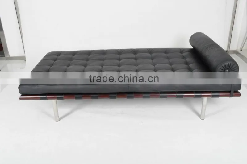 Designers furniture Barcelona daybed black italian leather upholstery