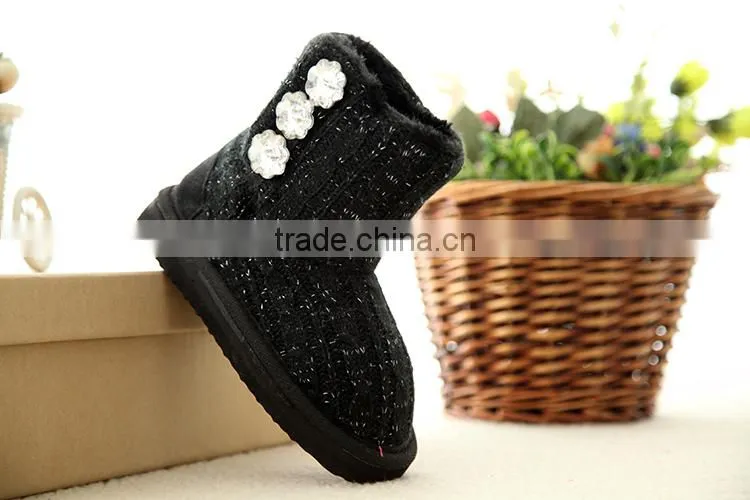 customed size button sparkle snow children shoes