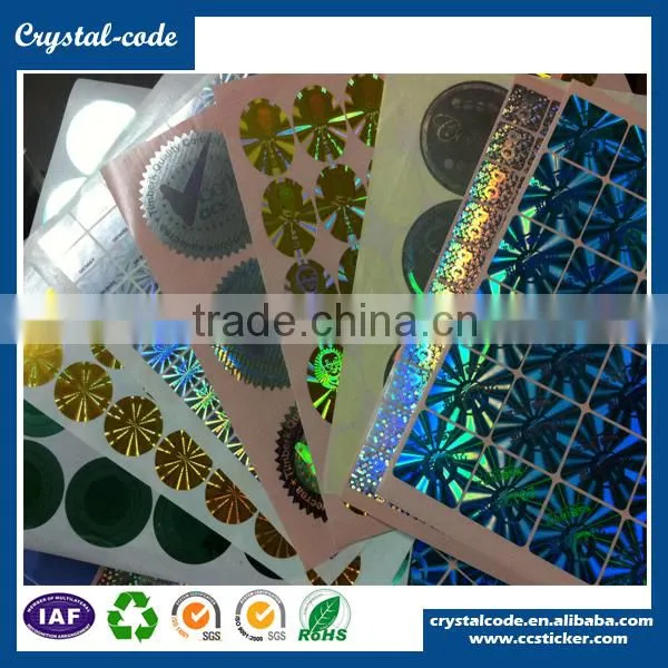 Quality assured security irremovable truely anti-counterfeit hologram sticker