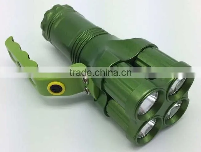 handle red warning light design rechargeable flashlight
