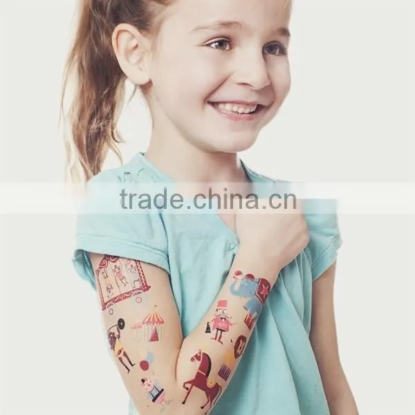 Custom cartoon water transfer temporary color tattoos for kids body art tattoos safe non-toxic color tattoo stickers factory