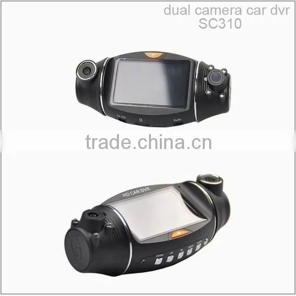 SC310 high quality 2 channel car dvr 2.7 dual camera gps g-sensor car dvr