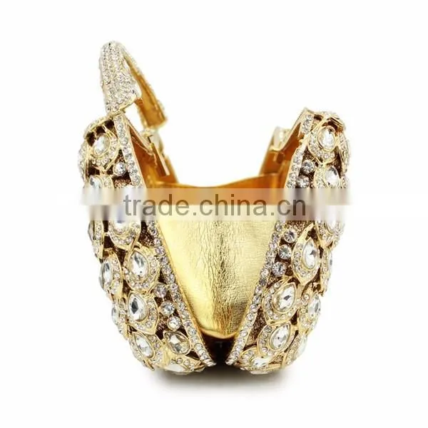 hard top handle gold rhinestone evening clutch bags crystal evening purse stone party handbag purse (8760A-GS)