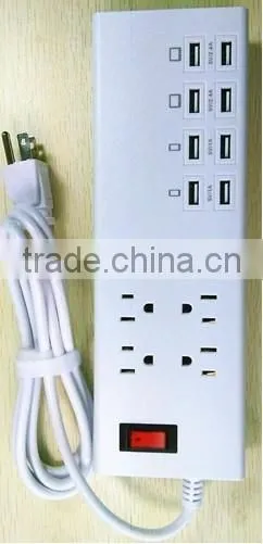 High quality factory price 6-Outlet Power Strip with 8USB Charging Ports US Standard