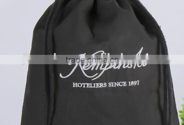 Shoe Bag black cotton drawstring bag