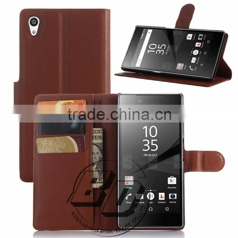 Wholesale Popular Flip wallet PU leather case with card slots For Sony Xperia Z5 Premium luxury Case mobile phone case cover