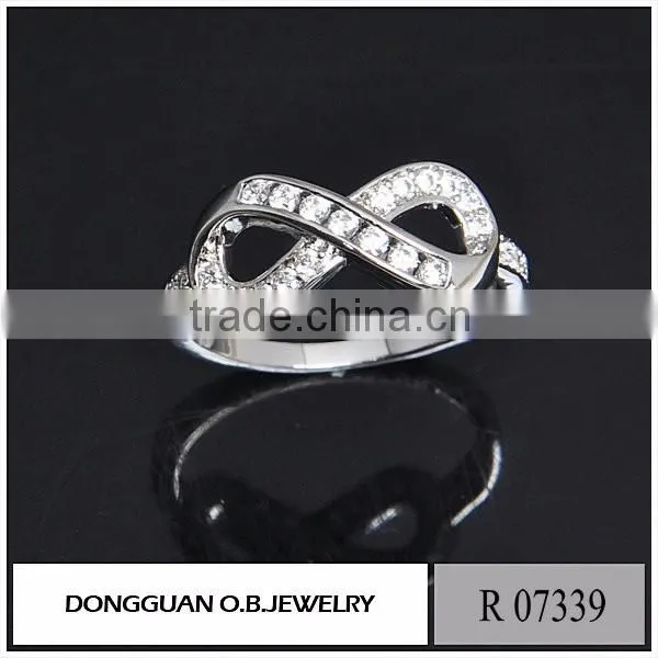 Brass metal finger ring AAA Clear zircon silver ring designs for girl