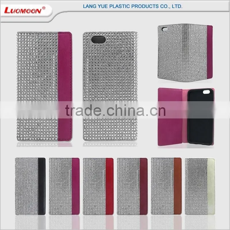 contrast color diamond studded cell phone bumper and cover case for huawei p8 lite