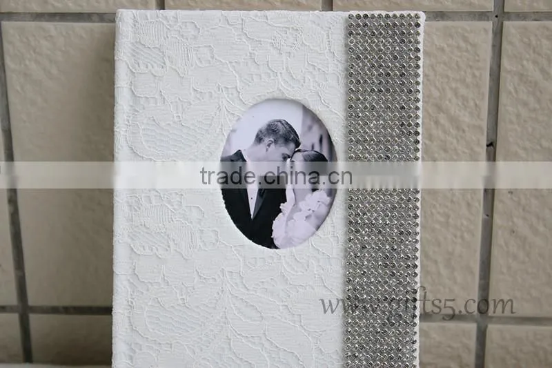 Vintage wedding guest book in white