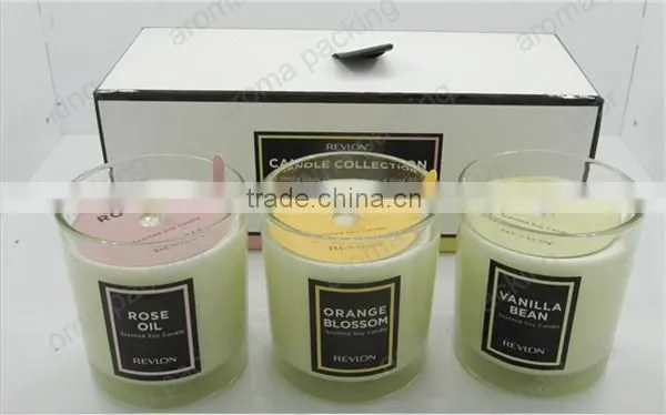 a set of three 4oz scented candle in paper box, gift box for candle packing